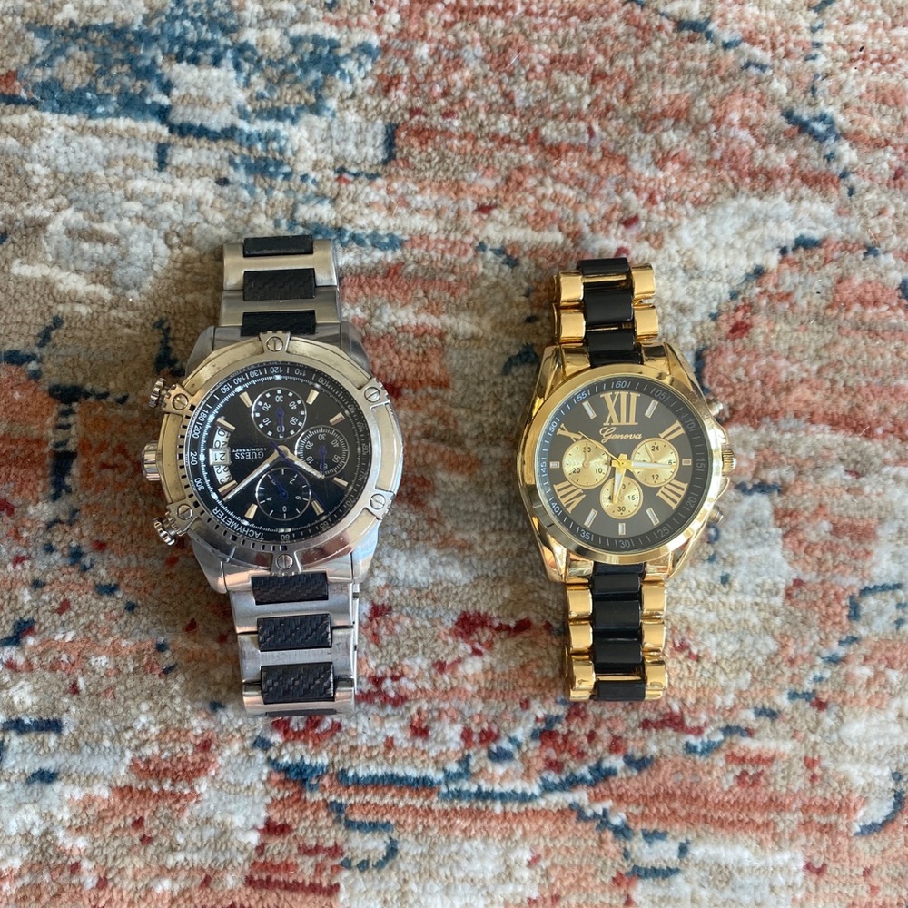 Silver GUESS Watch and Gold Geneva Watch